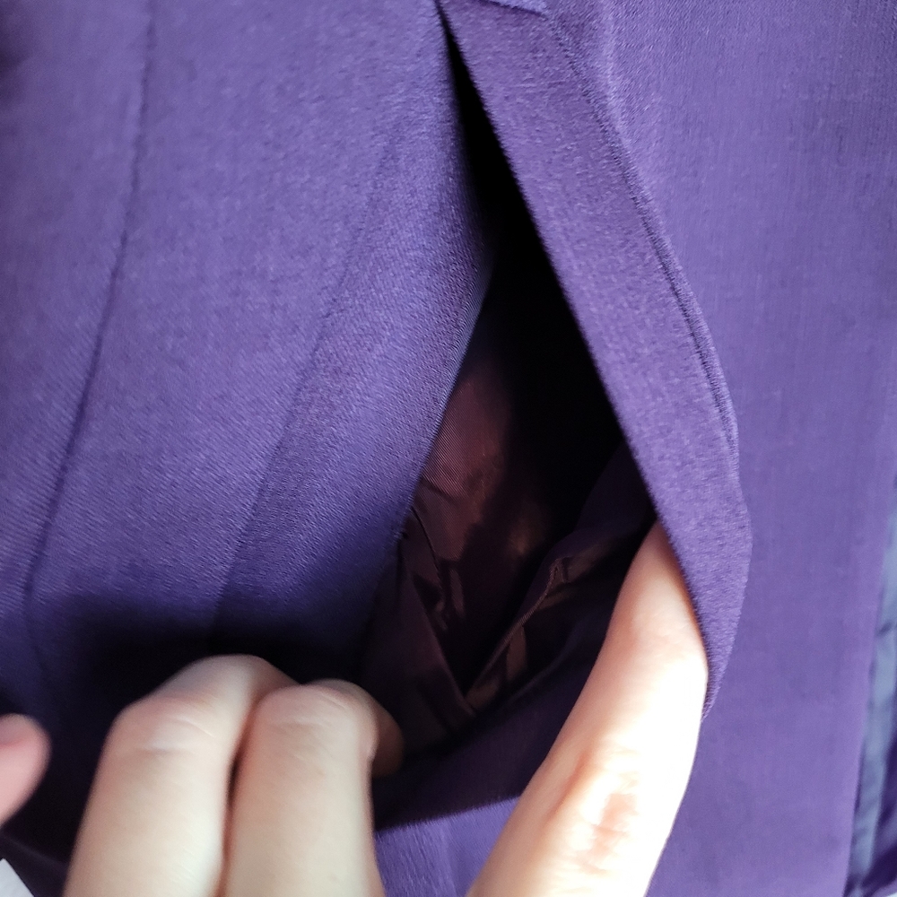 ANNE KLEIN BLACKBERRY CORDIAL OPEN FRONT WORK CAREER DRESS LONG LENGTH JACKET M - Picture 6 of 13